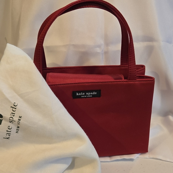 Like New Kate Spade Red Nylon Handbag w/ Dustbag 8.5x5.5x3 - Picture 1 of 6